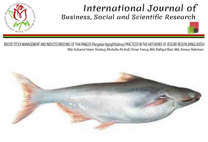 BROOD STOCK MANAGEMENT AND INDUCED BREEDING OF THAI PANGUS (Pangasius hypophthalmus) PRACTICED IN THE HATCHERIES OF JESSORE REGION, BANGLADESH