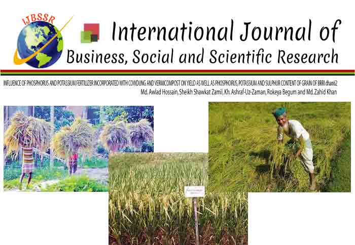 INFLUENCE OF PHOSPHORUS AND POTASSIUM FERTILIZER INCORPORATED WITH COWDUNG AND VERMICOMPOST ON YIELD AS WELL AS PHOSPHORUS, POTASSIUM AND SULPHUR CONTENT OF GRAIN OF BRRI dhan62