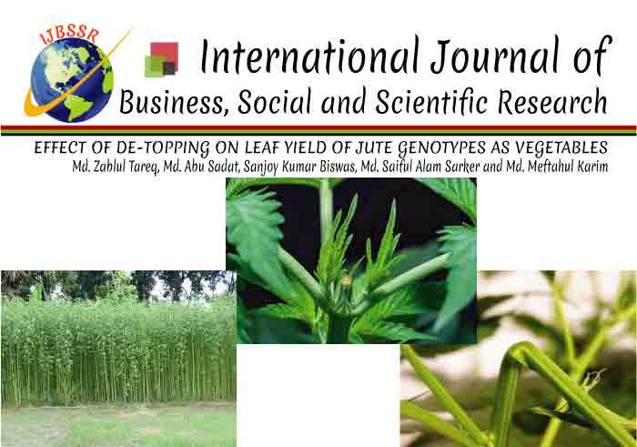 EFFECT OF DE-TOPPING ON LEAF YIELD OF JUTE GENOTYPES AS VEGETABLES