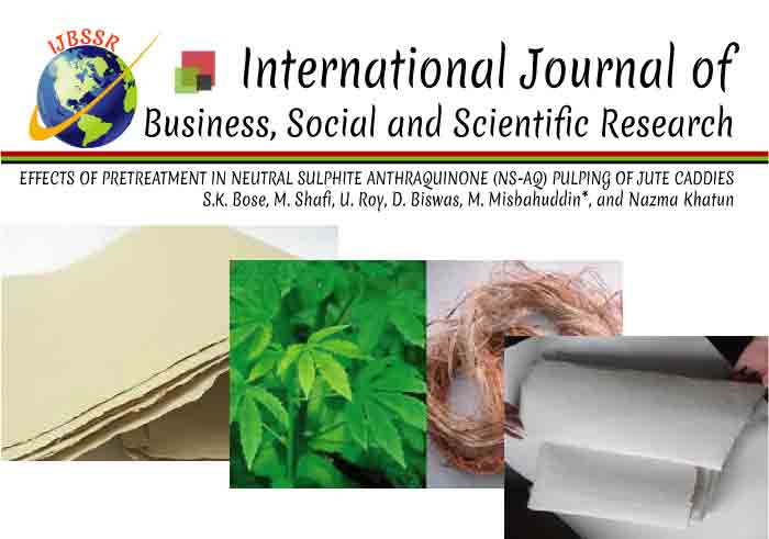 EFFECTS OF PRETREATMENT IN NEUTRAL SULPHITE ANTHRAQUINONE (NS-AQ) PULPING OF JUTE CADDIES
