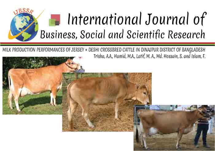 MILK PRODUCTION PERFORMANCES OF JERSEY × DESHI CROSSBRED CATTLE IN DINAJPUR DISTRICT OF BANGLADESH