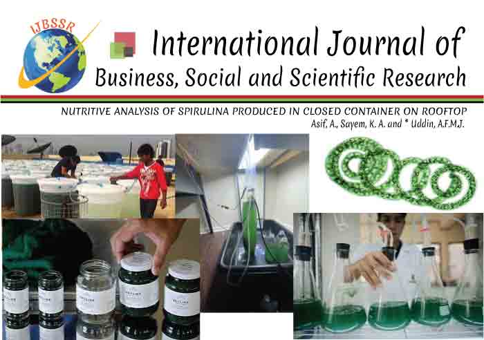 NUTRITIVE ANALYSIS OF SPIRULINA PRODUCED IN CLOSED CONTAINER ON ROOFTOP