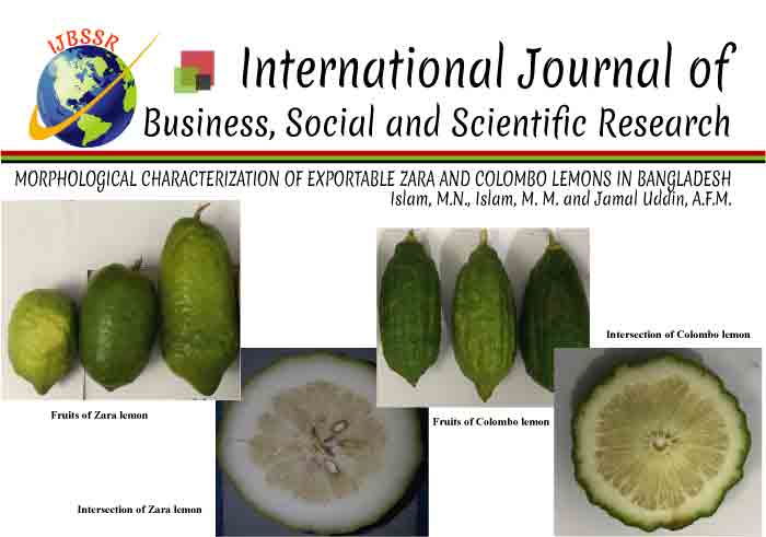 MORPHOLOGICAL CHARACTERIZATION OF EXPORTABLE ZARA AND COLOMBO LEMONS IN BANGLADESH