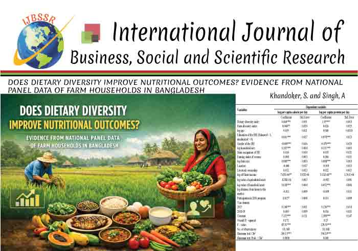 DOES DIETARY DIVERSITY IMPROVE NUTRITIONAL OUTCOMES? EVIDENCE FROM NATIONAL PANEL DATA OF FARM HOUSEHOLDS IN BANGLADESH