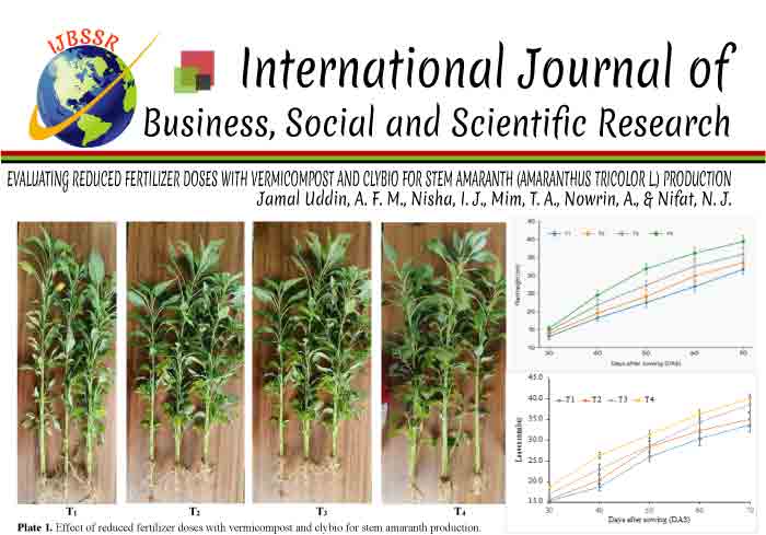 EVALUATING REDUCED FERTILIZER DOSES WITH VERMICOMPOST AND CLYBIO FOR STEM AMARANTH (AMARANTHUS TRICOLOR L.) PRODUCTION